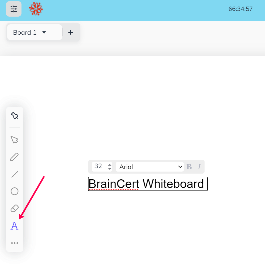 Text tool in BrainCert Whiteboard