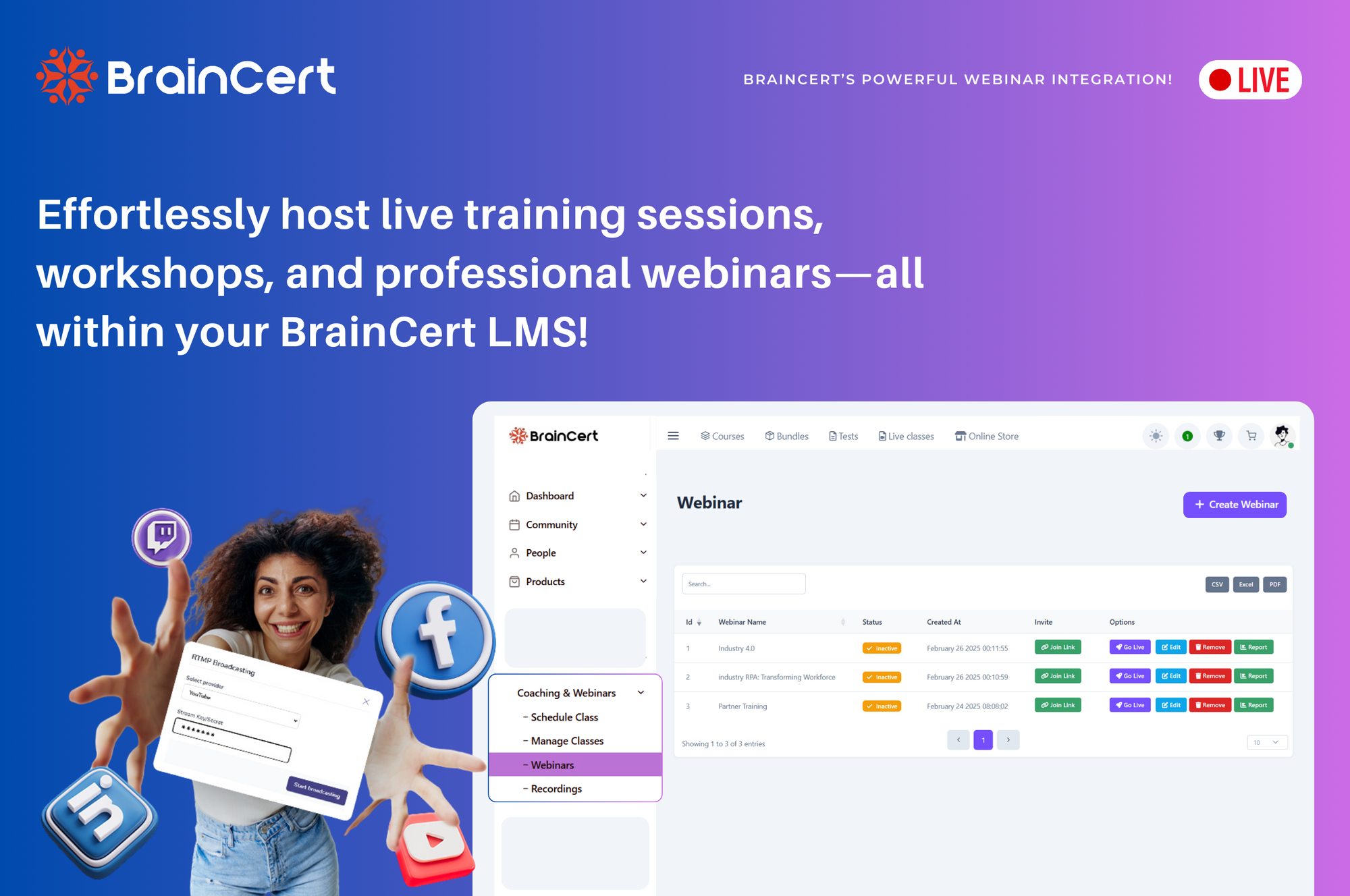 BrainCert LMS Webinar Hosting Platform